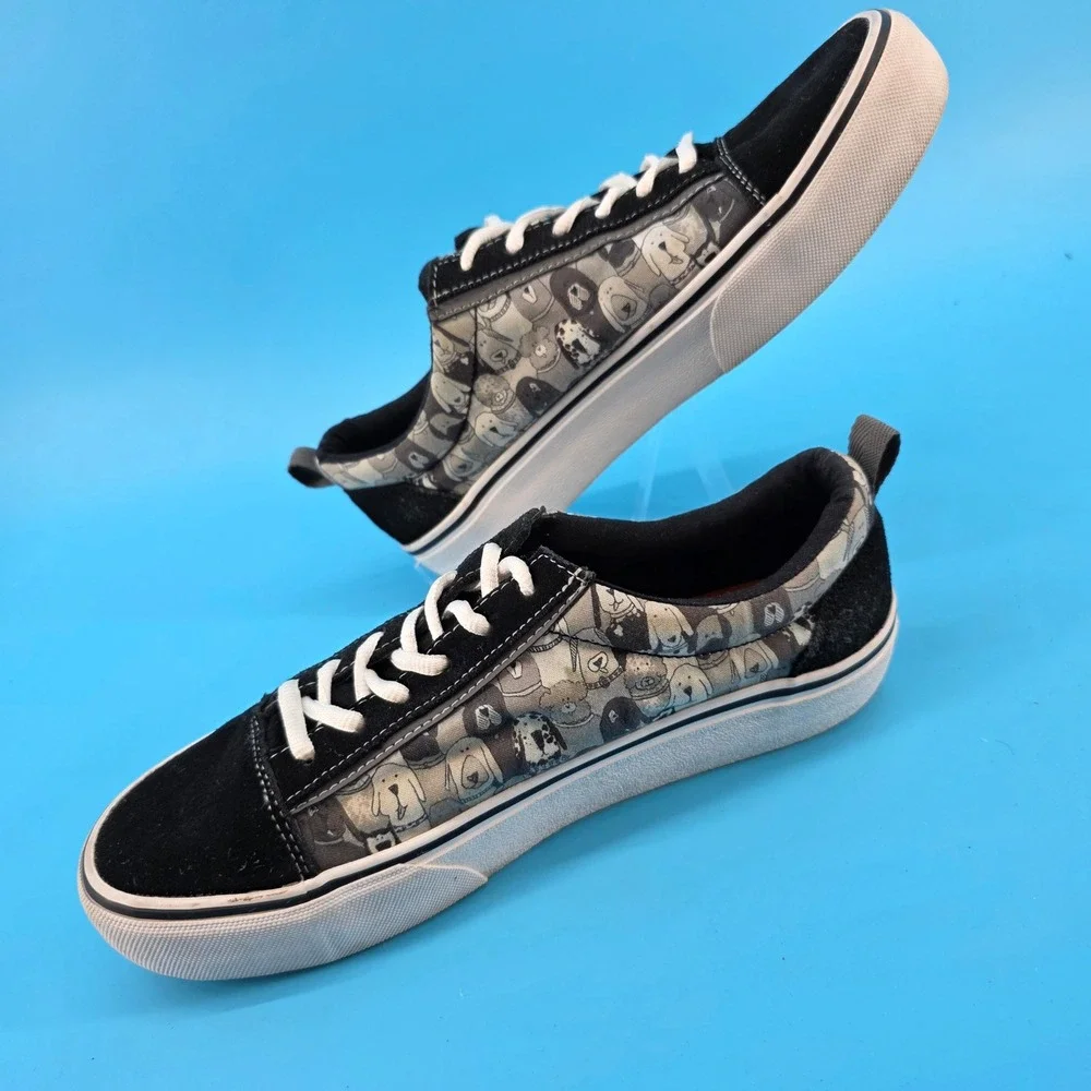 Skechers BOBS for Dogs Black Grey Dog Print Sneakers Low Top 33294 Womens 10 - Picture 1 of 14